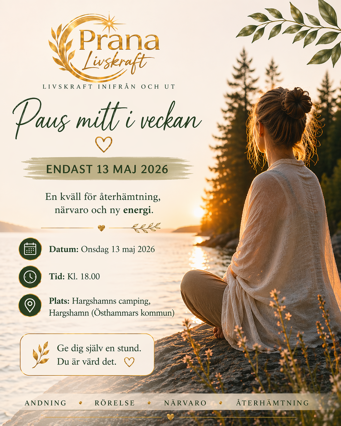 Paus mitt i veckan – Andning & återhämtning ( endast för 13 maj 2026)